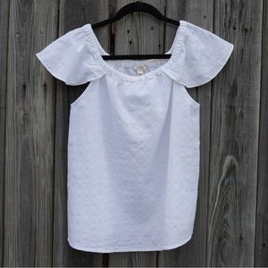 J.CREW WHITE OFF THE SHOULDER COTTON SUMMER TOP XS